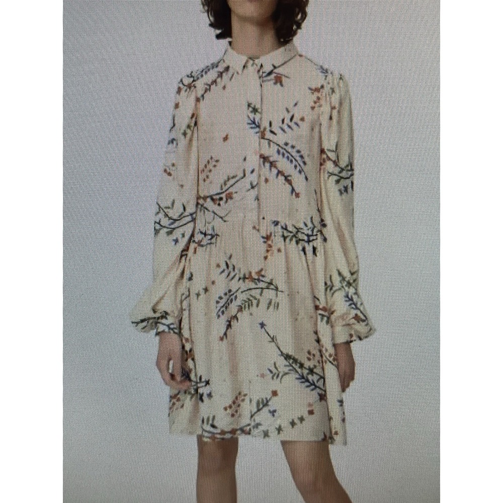 Munthe Sofia Dress Botanical Print Metallic Accents Tiered Size 38 US‎ Size 8